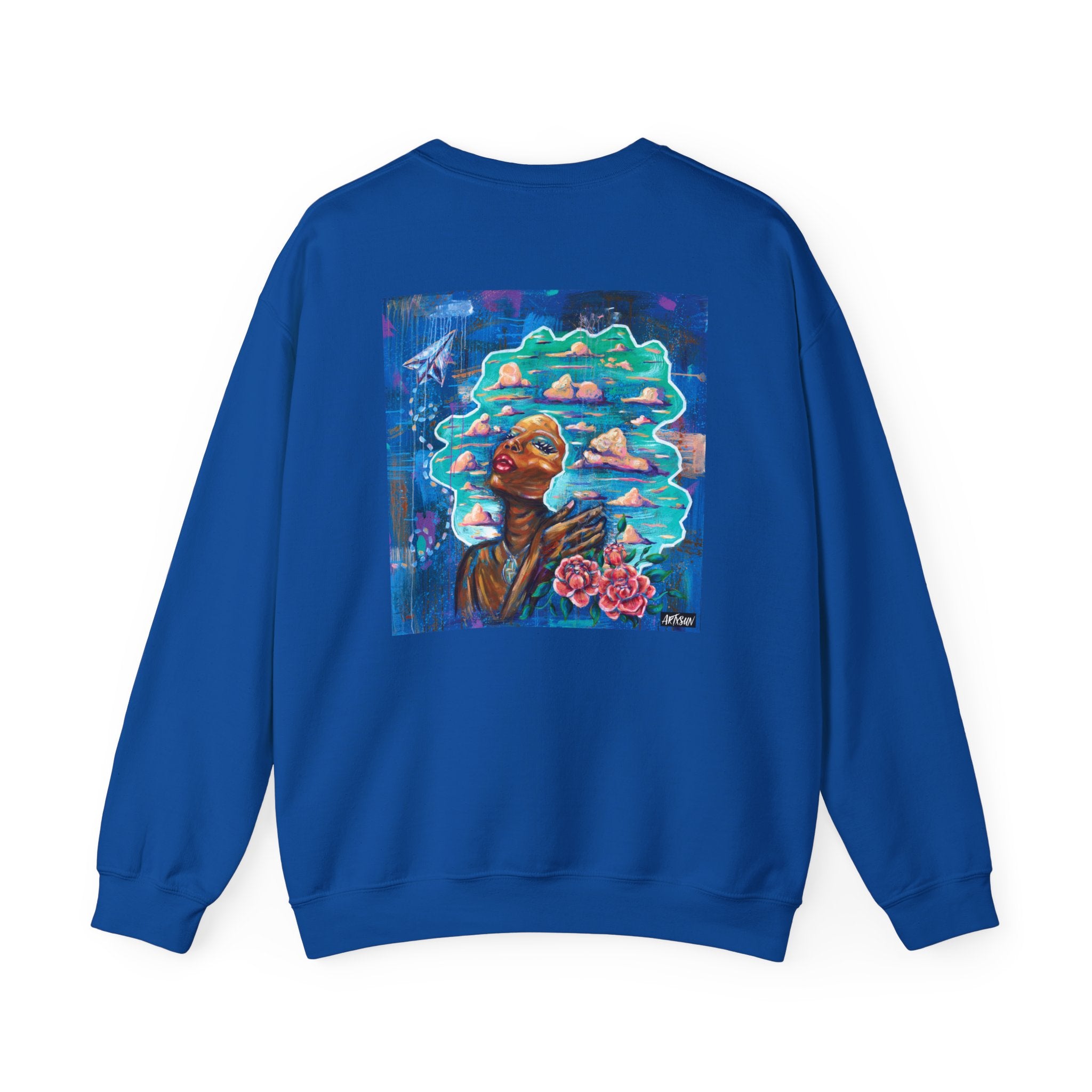 Paper Plane Dreams Sweatshirt with Art on Back