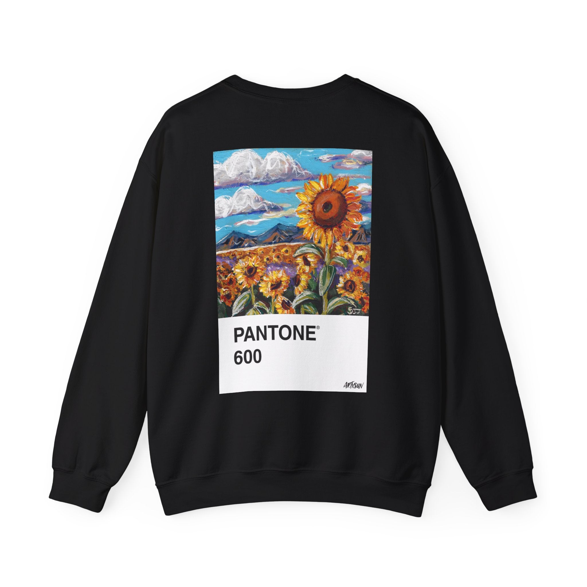 Pantone 14 Sunflower Field Sweatshirt with Art on Back