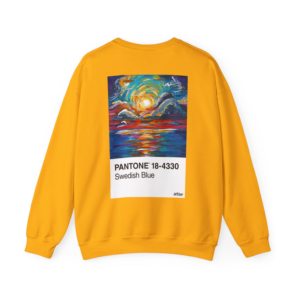 Pantone 18 Sunset Sweatshirt with Art on Back