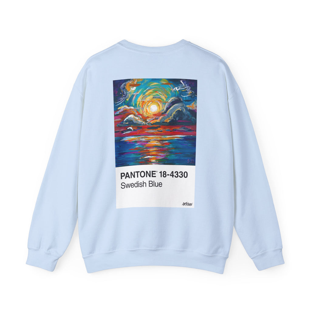 Pantone 18 Sunset Sweatshirt with Art on Back