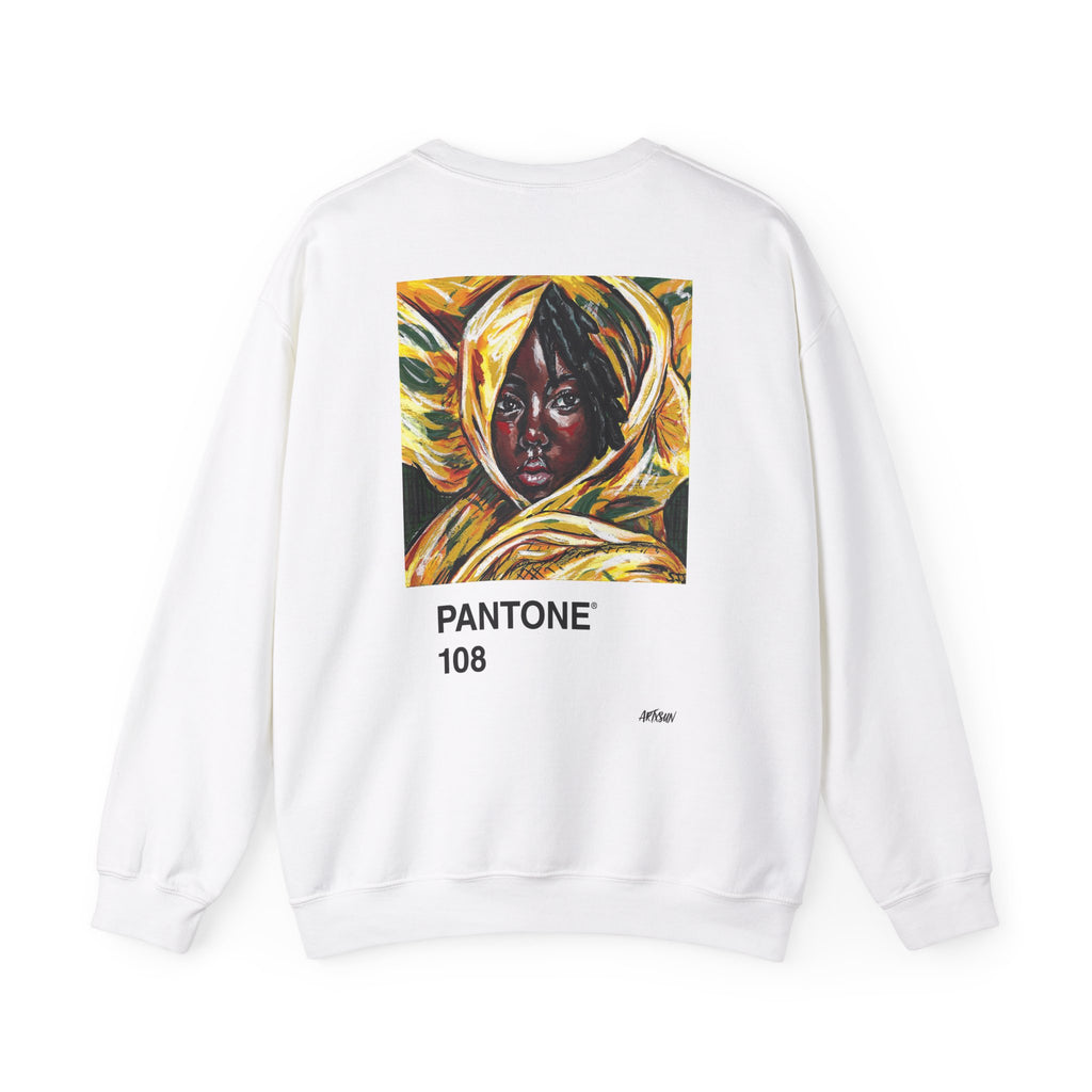 Pantone 9 Yellow Sweatshirt with Art on Back