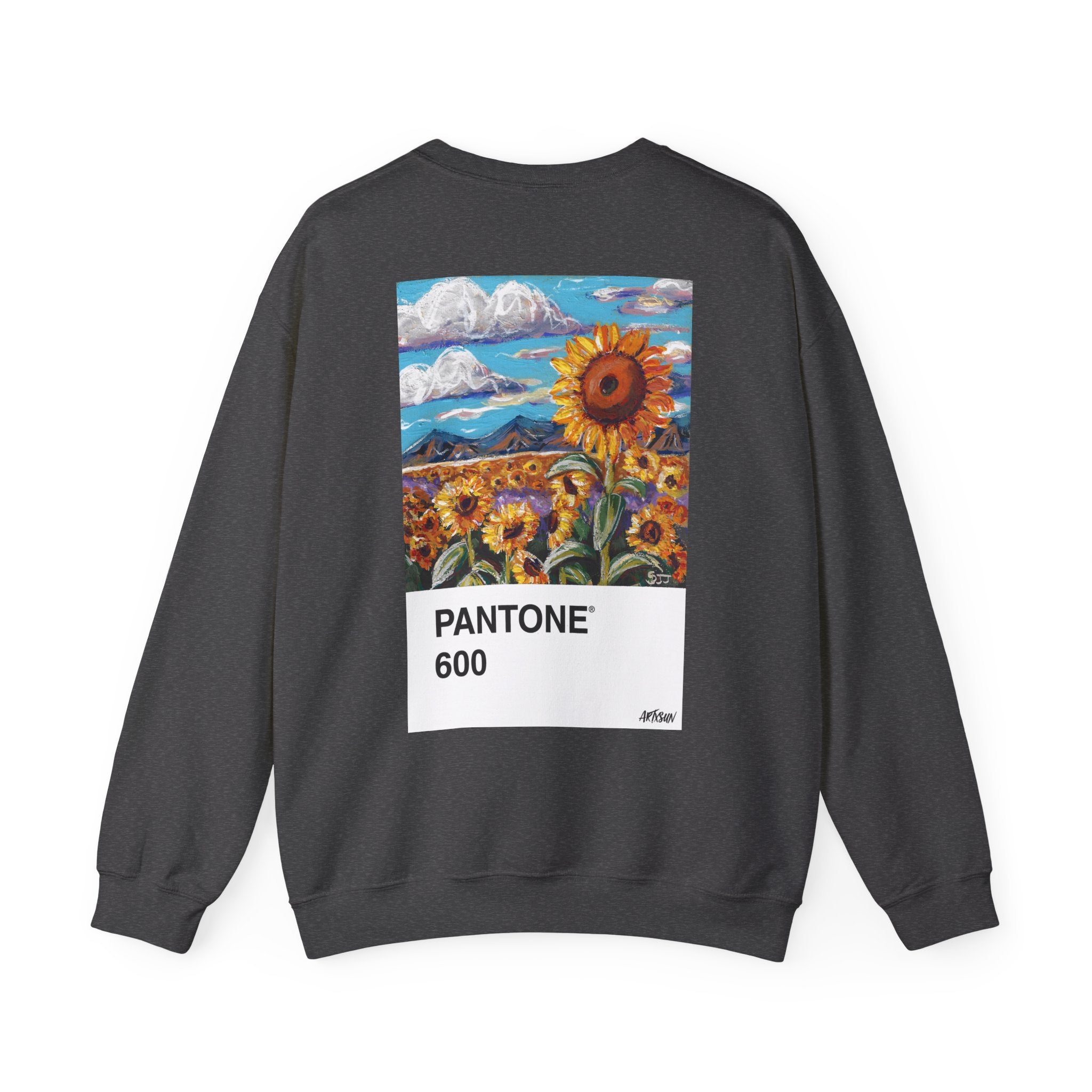 Pantone 14 Sunflower Field Sweatshirt with Art on Back