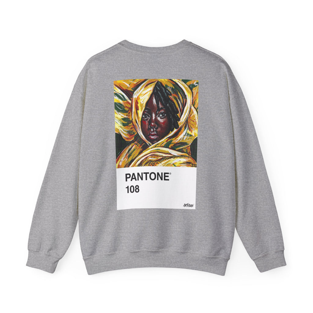 Pantone 9 Yellow Sweatshirt with Art on Back