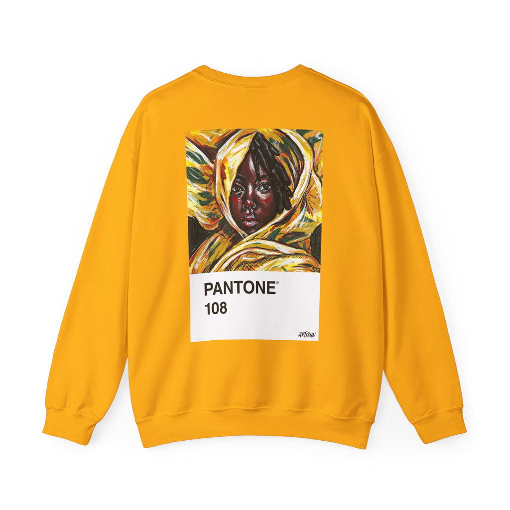 Pantone 9 Yellow Sweatshirt with Art on Back