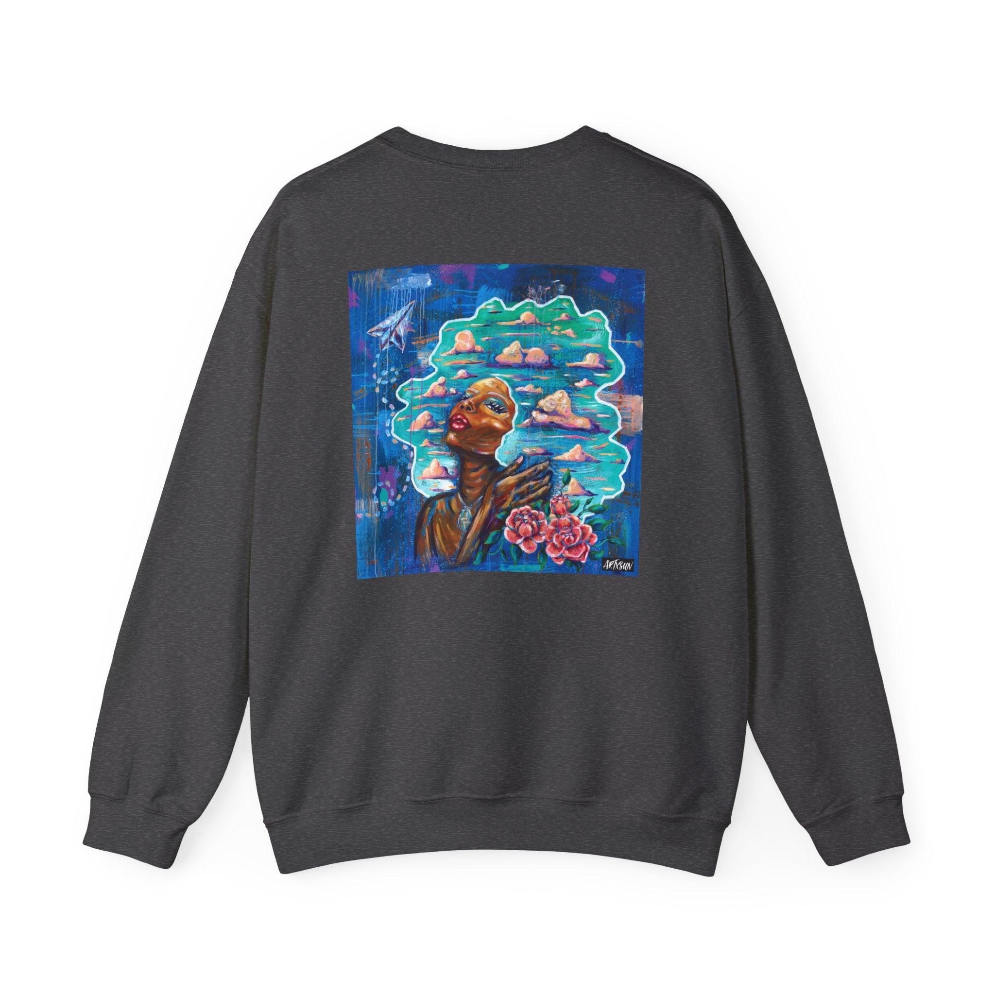 Paper Plane Dreams Sweatshirt with Art on Back