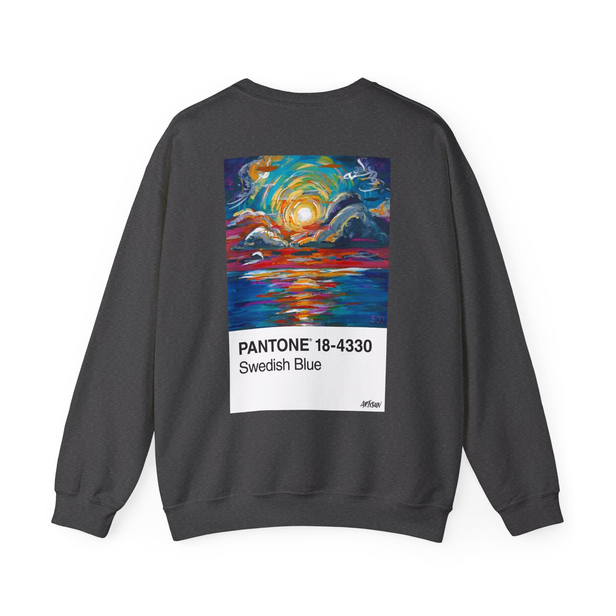 Pantone 18 Sunset Sweatshirt with Art on Back