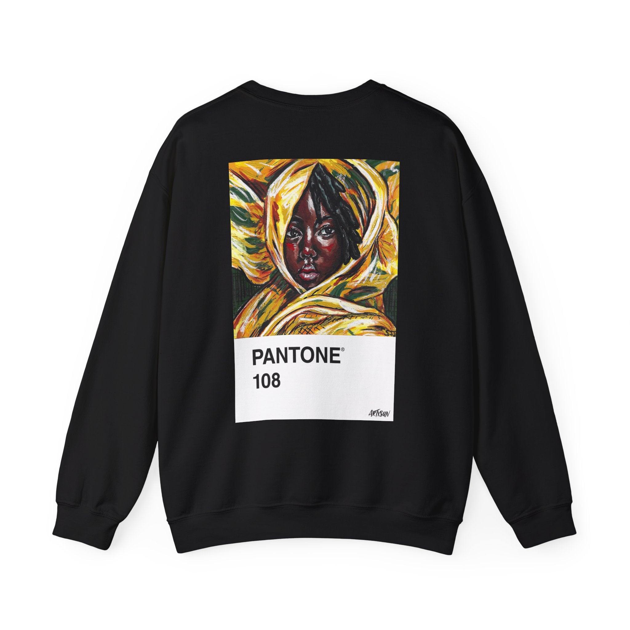 Pantone 9 Yellow Sweatshirt with Art on Back