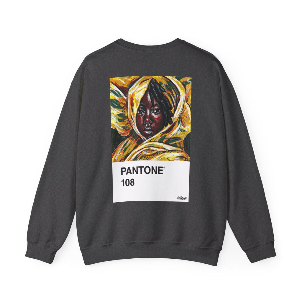 Pantone 9 Yellow Sweatshirt with Art on Back