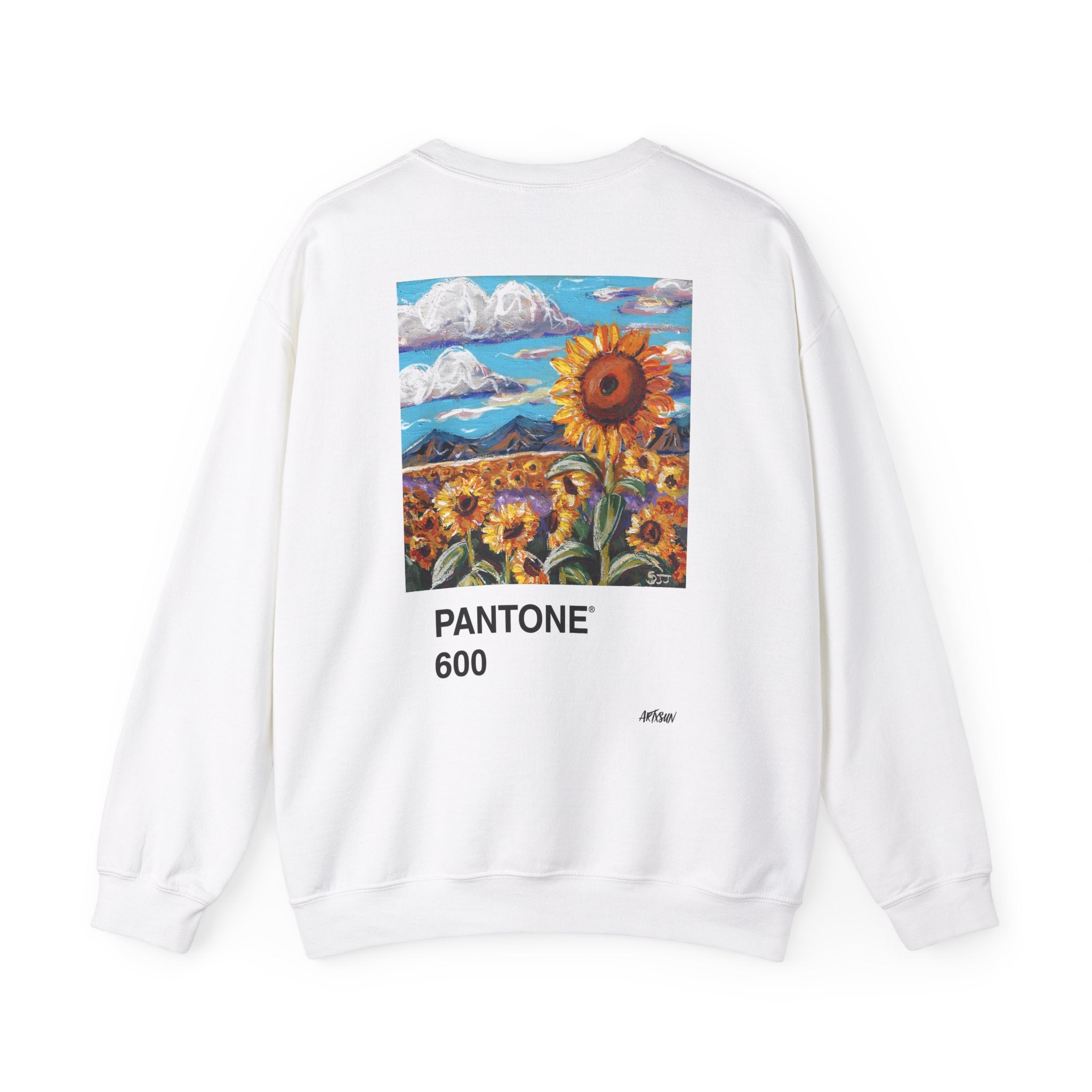 Pantone 14 Sunflower Field Sweatshirt with Art on Back