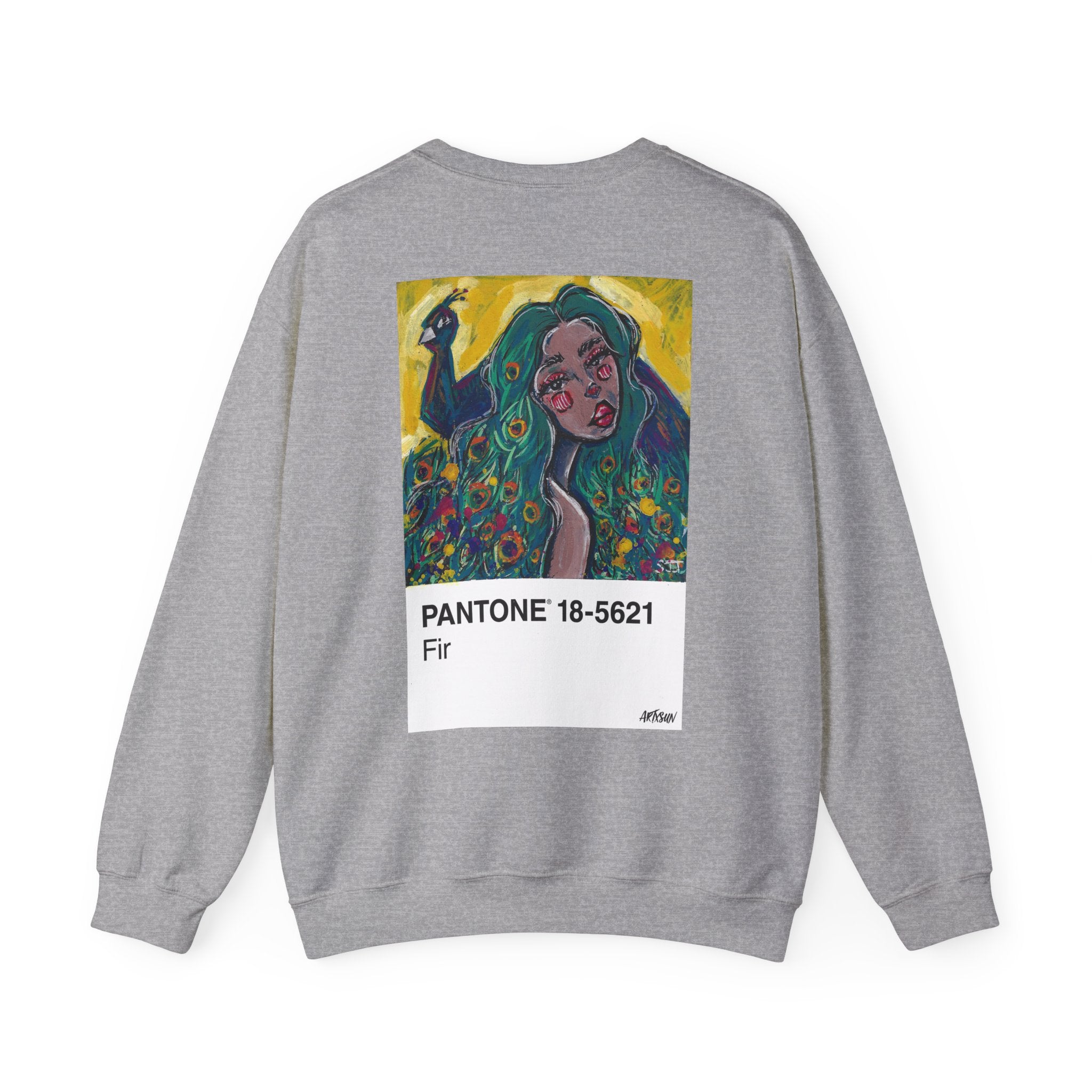 Pantone 6 Peacock Sweatshirt with Art on Back