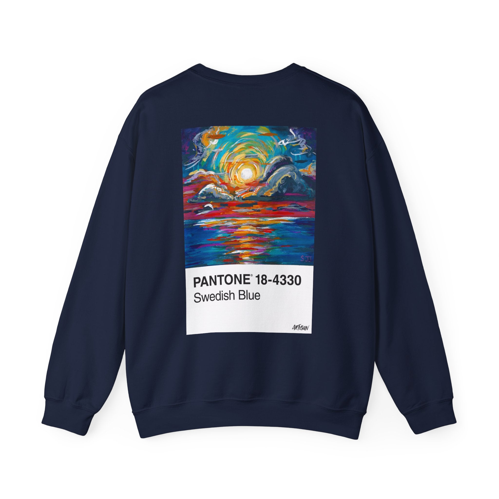 Pantone 18 Sunset Sweatshirt with Art on Back