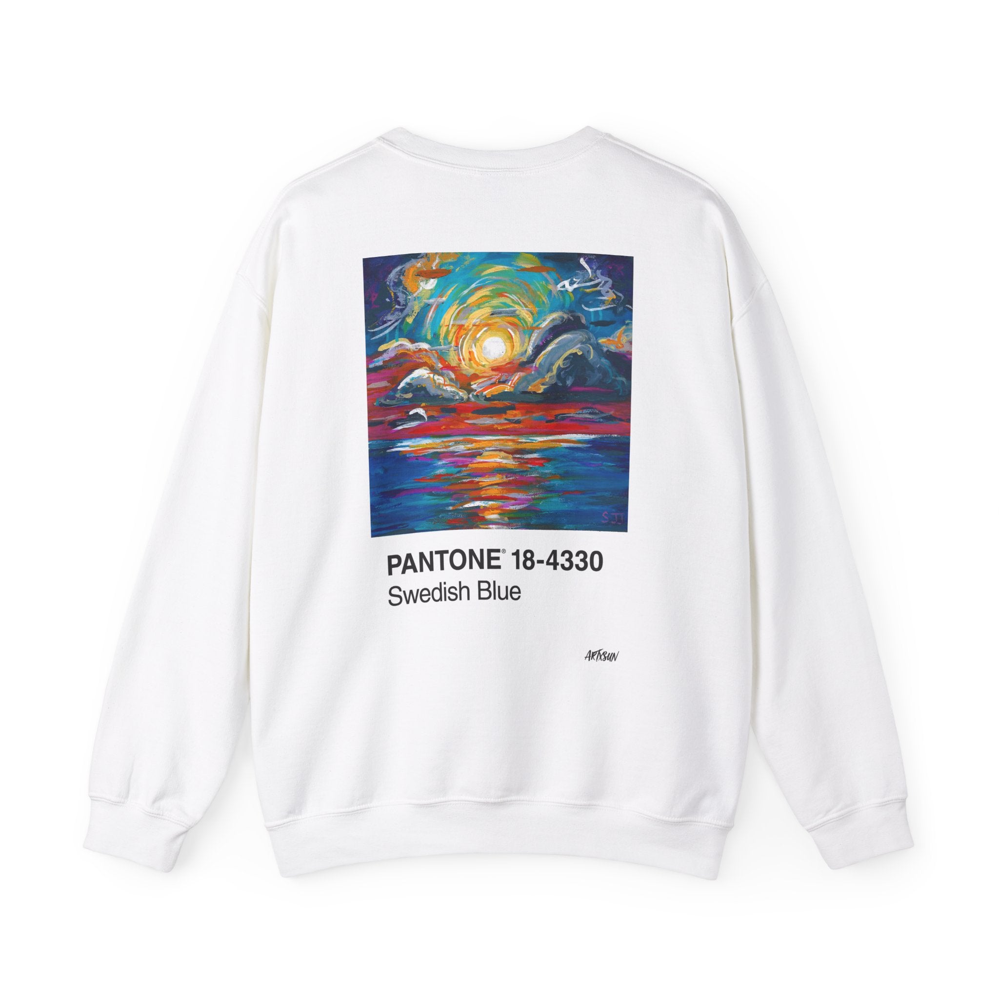 Pantone 18 Sunset Sweatshirt with Art on Back