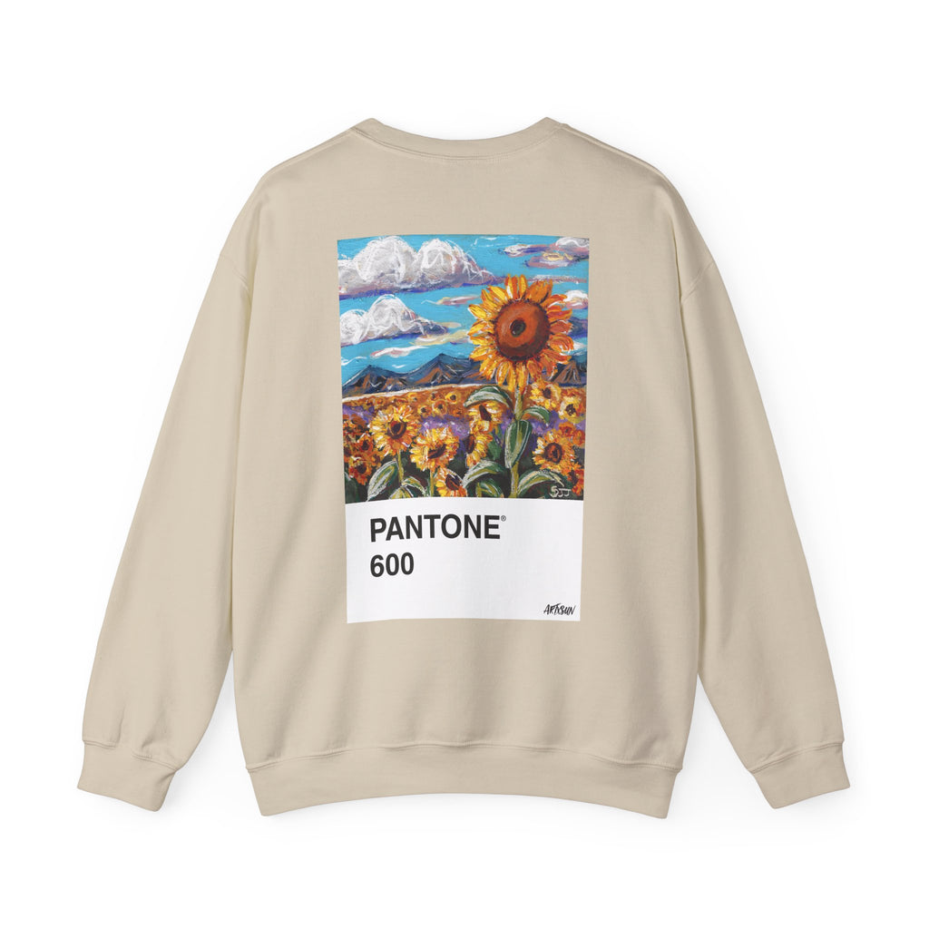 Pantone 14 Sunflower Field Sweatshirt with Art on Back