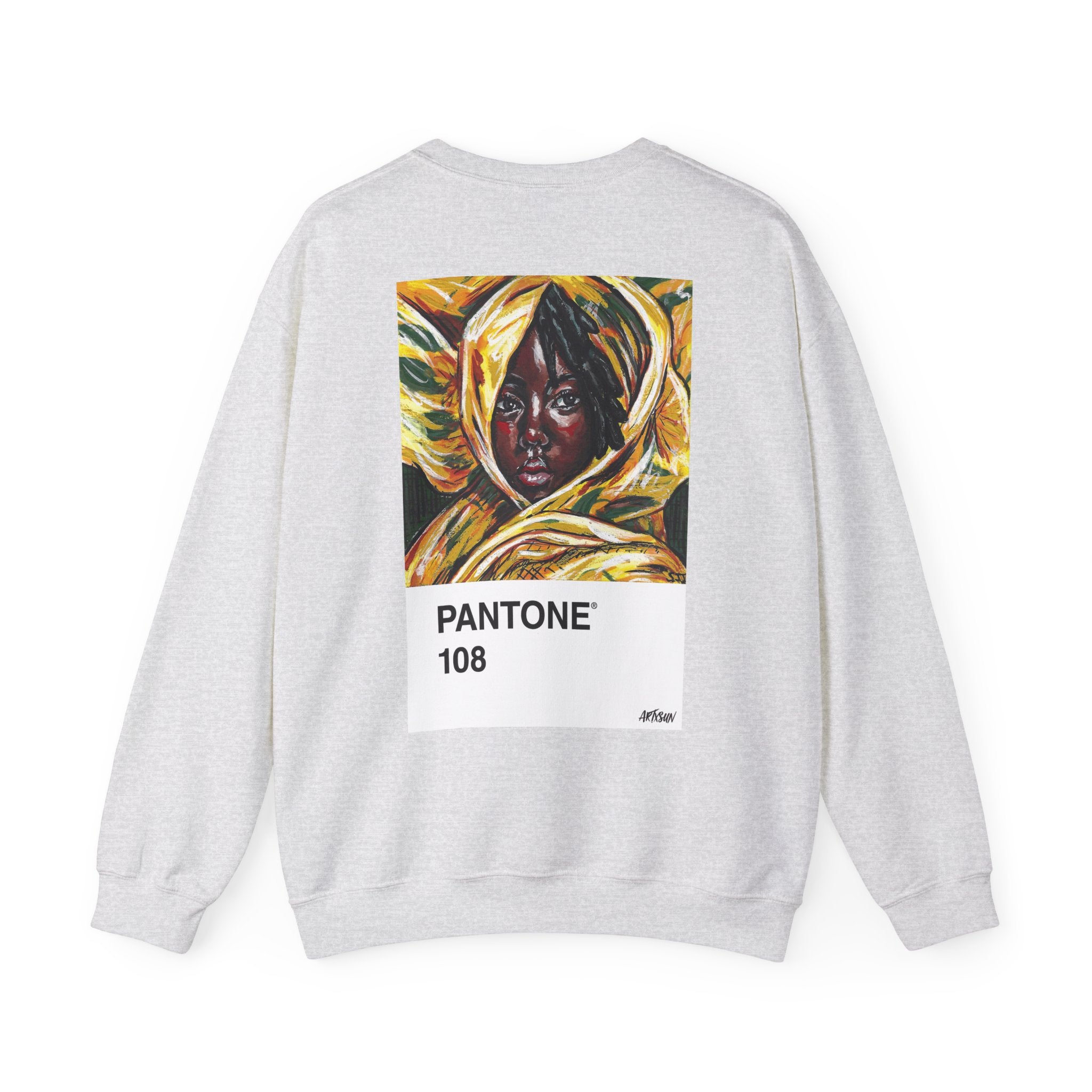 Pantone 9 Yellow Sweatshirt with Art on Back