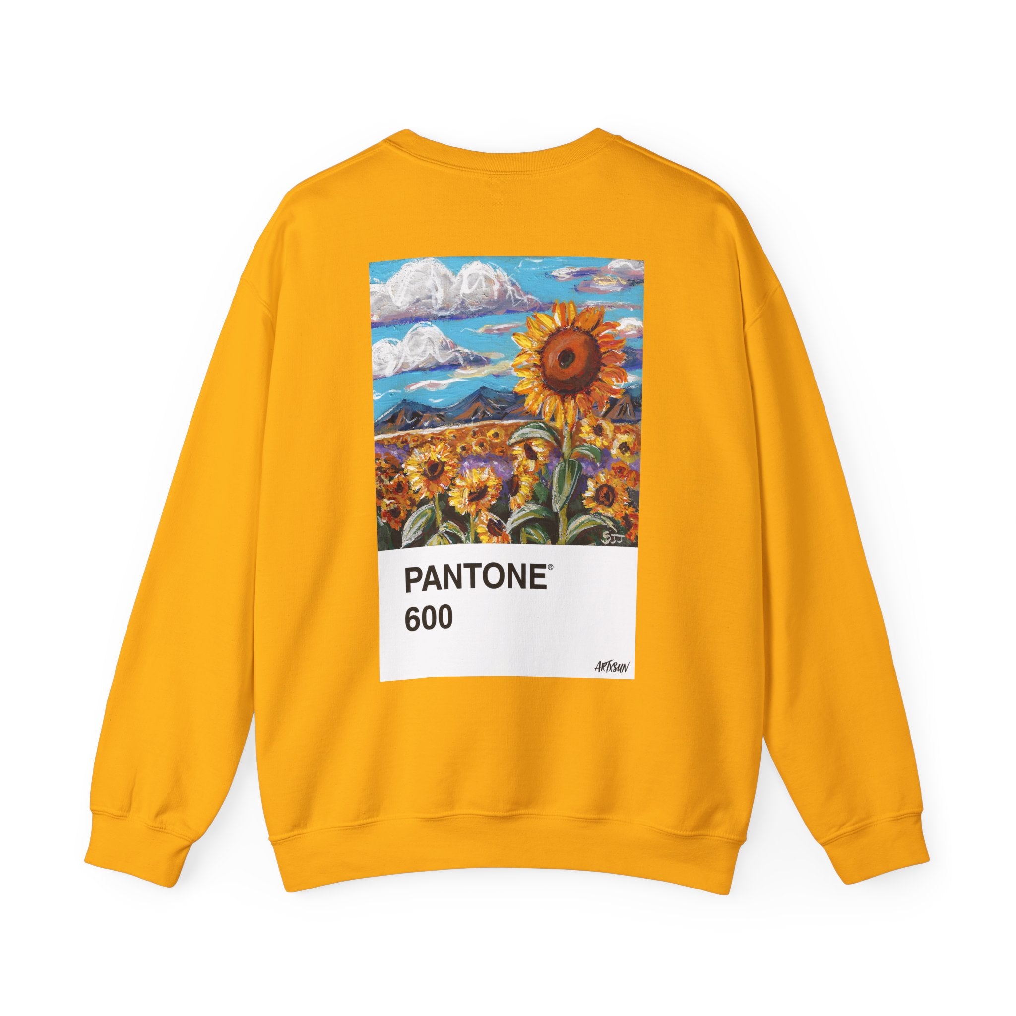 Pantone 14 Sunflower Field Sweatshirt with Art on Back